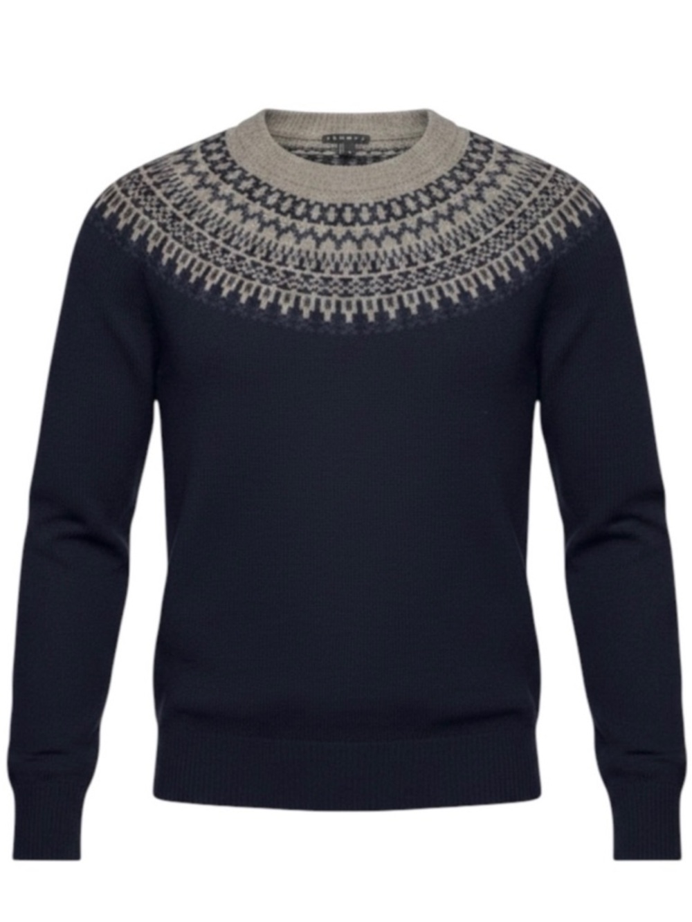 Theory Mens Fair Isle Sweater Navy XS
